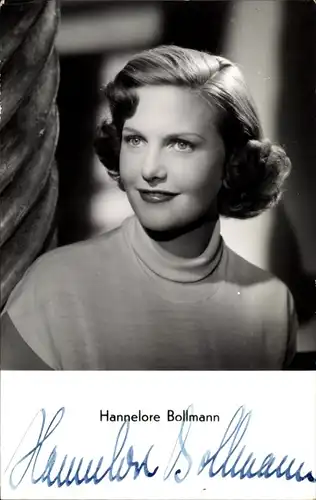 Ak Schauspielerin Hannelore Bollmann, Portrait, Autogramm