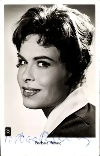 Ak Schauspielerin Barbara Rütting, Portrait, Real Film, Herz ohne Gnade, Autogramm
