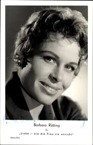 Ak Schauspielerin Barbara Rütting, Portrait, Autogramm