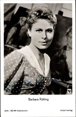 Ak Schauspielerin Barbara Rütting, Portrait, Autogramm