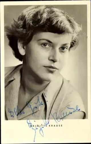 Ak Schauspielerin Brigitte Krause, Portrait, Autogramm