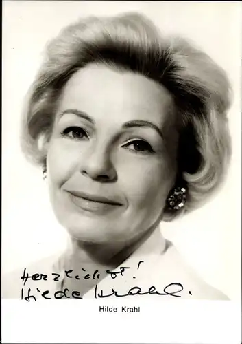 Ak Schauspielerin Hilde Krahl, Portrait, Autogramm