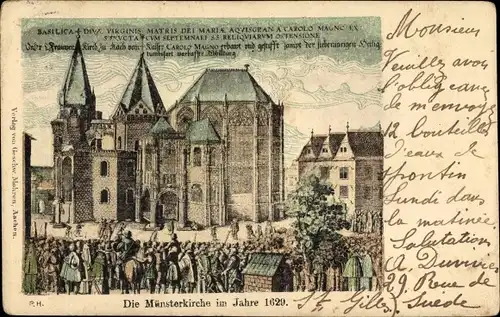 Ak Aachen, Münsterkirche im Jahre 1629