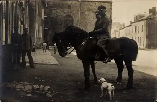 Foto Ak Deutsche Soldaten in Uniformen, Pferde, Hund