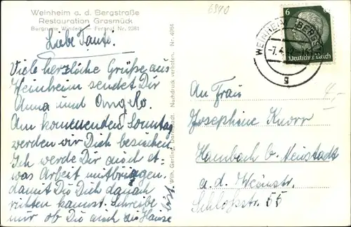 Ak Weinheim an der Bergstraße Baden, Burg Windeck und Wachenburg