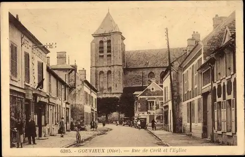 Ak Gouvieux-Oise, Rue de Creil und die Kirche