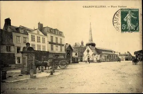 Ak Grandvilliers Oise, Place Barbier