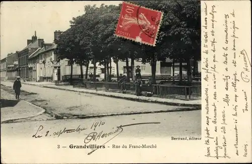 Ak Grandvilliers Oise, Rue du Franc Marché