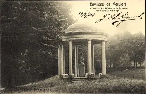 Ak Verviers Wallonie Lüttich, Diana-Tempel im Park