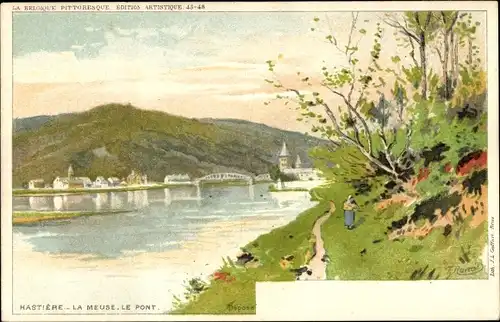Künstler Litho Ranot, F., Hastière Wallonien Namur, Meuse, Brücke