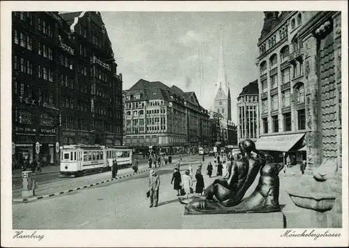 Ak Hamburg, Mönckebergstraße, Tram