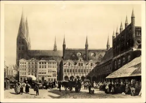 Künstler Ak Hansestadt Lübeck, um 1870, Rathaus