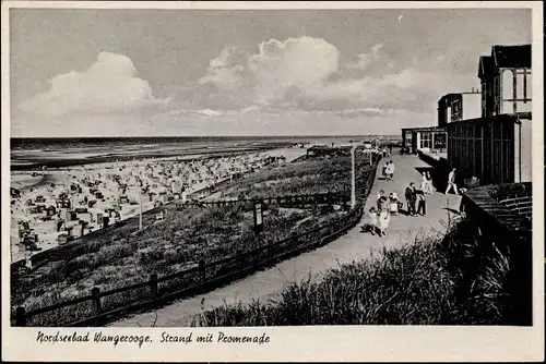 Ak Nordseebad Wangerooge,  Strand, Promenade