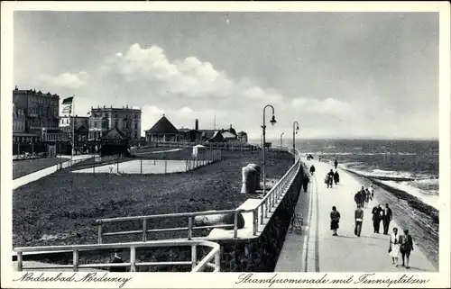 Ak Norderney in Ostfriesland, Strandpromenade, Tennisplätze