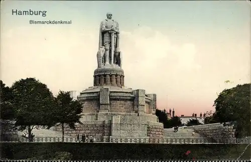 Ak Hamburg Mitte St. Pauli, Bismarck Denkmal, 4. Sächsische Kriegerfahrt 1913