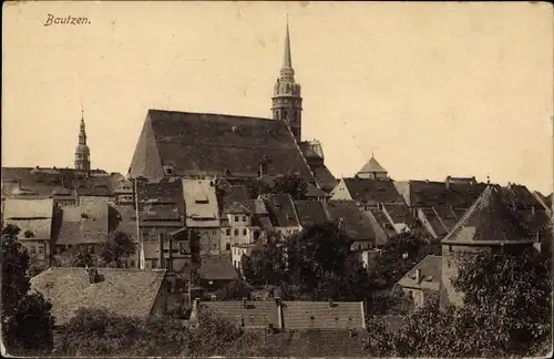 Ak Bautzen in der Oberlausitz, Ortsansicht, Kirchturm