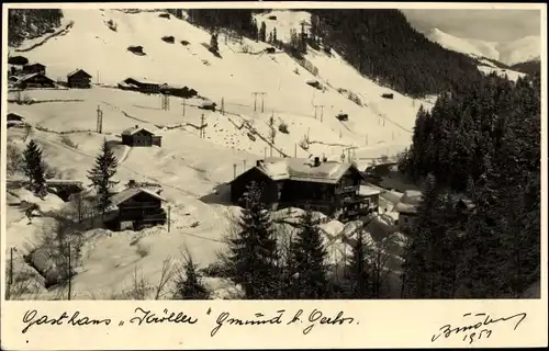 Ak Gmünd Gerlos im Zillertal Tirol, Gasthaus Kröller, Winteransicht