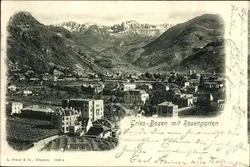 Ak Gries Bozen Bolzano Südtirol, Ortsansicht, Rosengarten