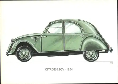Künstler Ak Swoboda, Citroen 2CV, 1954, Automobil