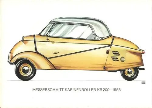 Künstler Ak Swoboda, Messerschmitt Kabinenroller KR200, 1955