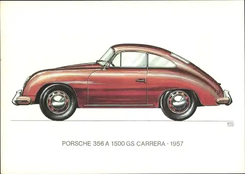 Künstler Ak Swoboda, Porsche 356 A 1500 GS Carrera, Automobil, 1957