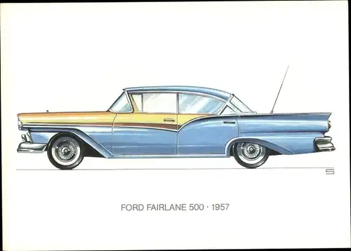 Künstler Ak Swoboda, Ford Fairlane 500, Automobil, 1957