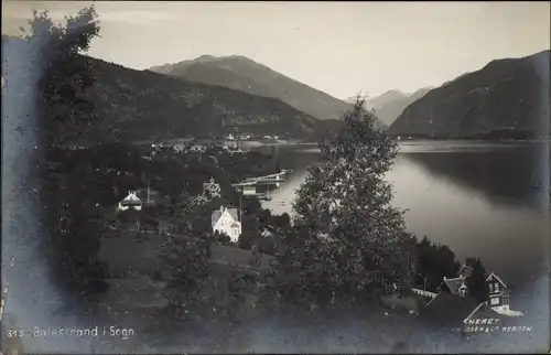 Ak Balestrand Sogn Norwegen, Panorama, Wohnhäuser, Fjord