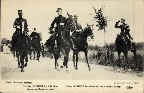 Ak König Albert I. von Belgien an der Spitze seiner Armee, I WK