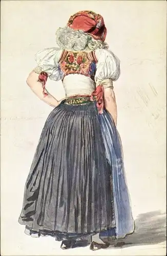 Künstler Ak Manes, J., Hanačka, Frau in tschechischer Volkstracht