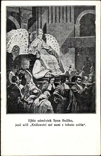 Künstler Ak Papst Pius IX, Sänftenträger