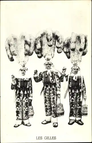 Ak Gilles, Belgische Tracht, Federbusch, Eimer