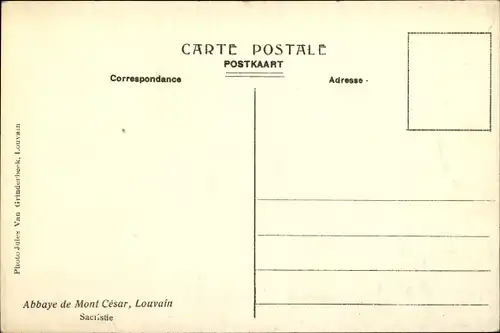 Ak Leuven Leuven Flämisch-Brabant, Abtei Mont Cesar, Sakristei