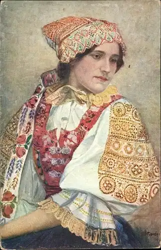 Künstler Ak Koudelka, J., Frau in tschechischer Tracht, Portrait