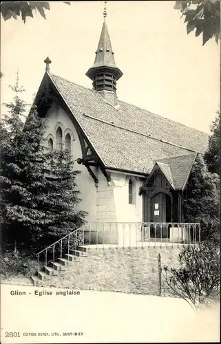 Ak Glion Montreux Kanton Waadt, Englische Kirche