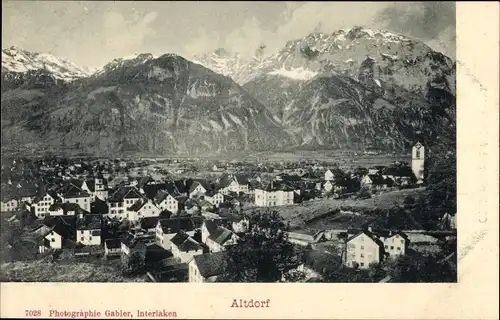 Ak Altdorf Kt. Uri Schweiz, Totalansicht der Ortschaft, Gebirge