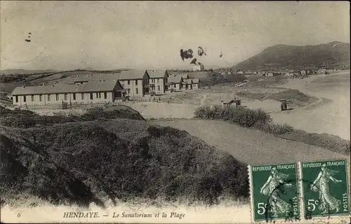 Ak Hendaye Pyrénées-Atlantiques, Sanatorium, Strand