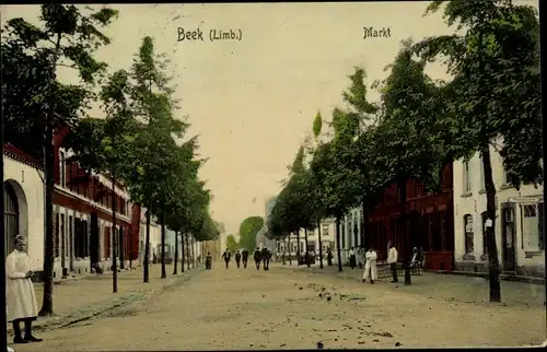 Ak Beek Limburg Niederlande, Markt