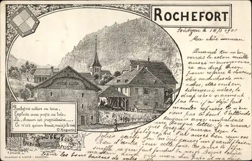 Künstler Ak Rochefort Kanton Neuenburg, Teilansicht, Hotel