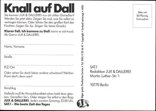 Ak Komiker Karl Dall, Jux und Dallerei, Portrait