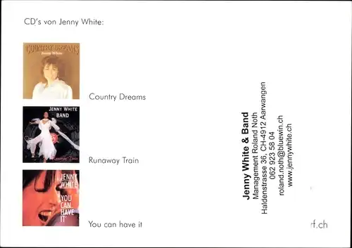 Ak Sängerin Jenny White, Portrait, Autogramm