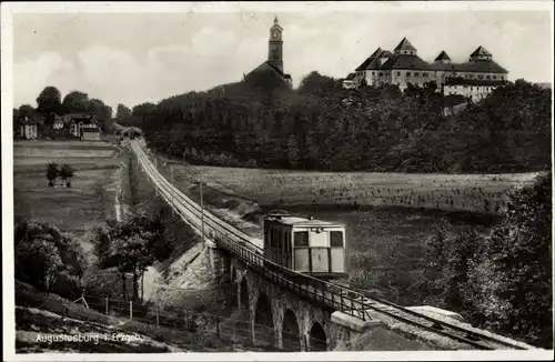Ak Augustusburg im Erzgebirge, Drahtseilbahn, Schloss