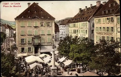 Ak Le Locle Kt Neuenburg, Place du Marche