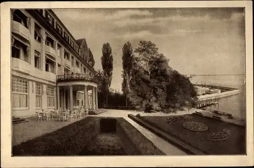 Ak Friedrichshafen am Bodensee, Kurgarten Hotel, Teilansicht mit Blick auf den Bodensee