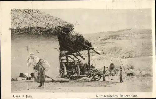 Ak Rumänien, Rumänisches Bauernhaus, Casa la tara