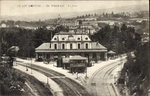 Ak Figeac Lot, Bahnhof