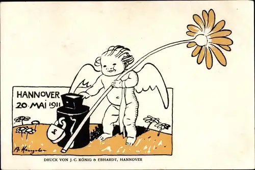 Künstler Ak Hannover in Niedersachsen, Blumentag 20. Mai 1911, Engel mit Blume
