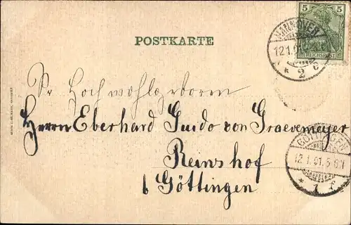 Präge Wappen Passepartout Ak Hannover in Niedersachsen, Leineufer