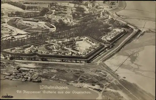 Ak Heppens Wilhelmshaven, Alt Heppenser Batterie, Vogelschau