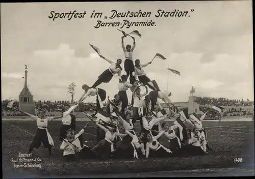 Ak Berlin Charlottenburg Westend, Sportfest im Deutschen Stadion, Barren-Pyramide