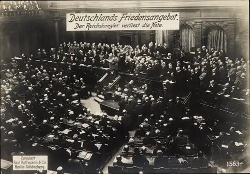 Ak Berlin, Deutschlands Friedensangebot, Reichskanzler Bethmann Hollweg verliest die Note, I WK